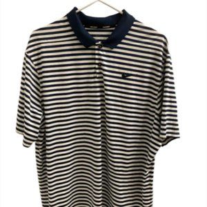 Nike Golf Dri-Fit Mens Polo Shirt XL TG Short Sleeves Blue White Stripes